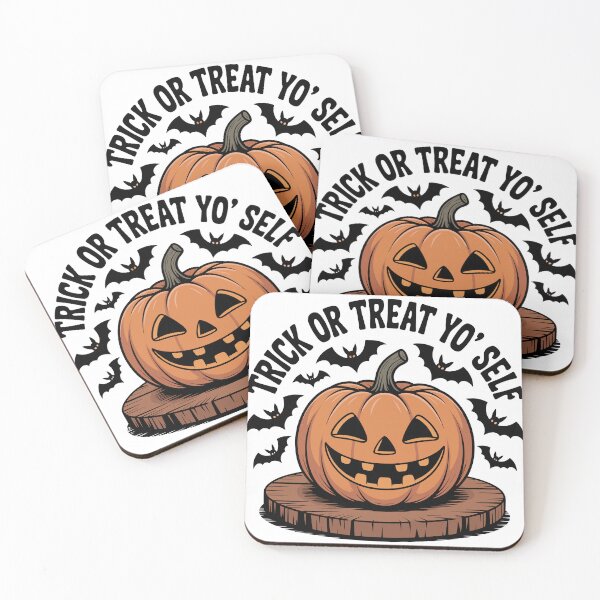 Item preview, Trick or Treat Yo’ Self Funny Pumpkin Jack O’Lantern Halloween T-Shirt designed and sold by HahaHandlesHub.