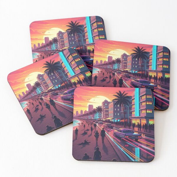 Item preview, Miami City Glow Sunset – Neon Art Deco & Ocean Drive Vibes designed and sold by Baka Collective.