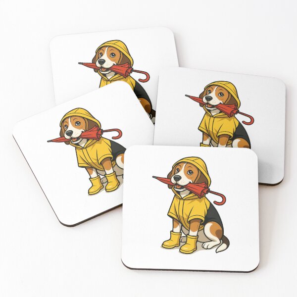 Item preview, Beagle in Yellow Raincoat with Umbrella Art designed and sold by Flying Doggo.