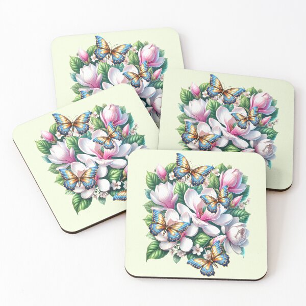 Item preview, Pink spring blossoms of a magnolia tree with fantasy butterflies  designed and sold by LoneAngel.