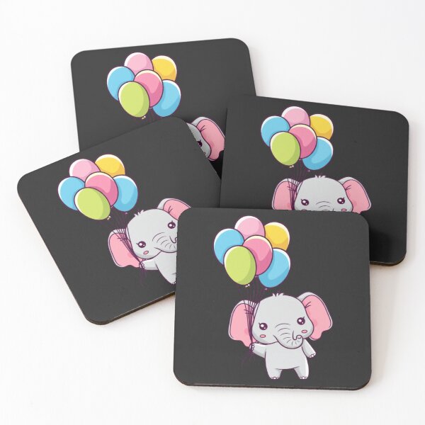 Item preview, Cute Chibi Elephant with Balloons – Kawaii Pastel Animal Cartoon Design designed and sold by ColorSplash123.