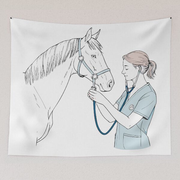Item preview, Retro Equine Vet Tech Badge with Classic Horse Silhouette designed and sold by VividOrganica.