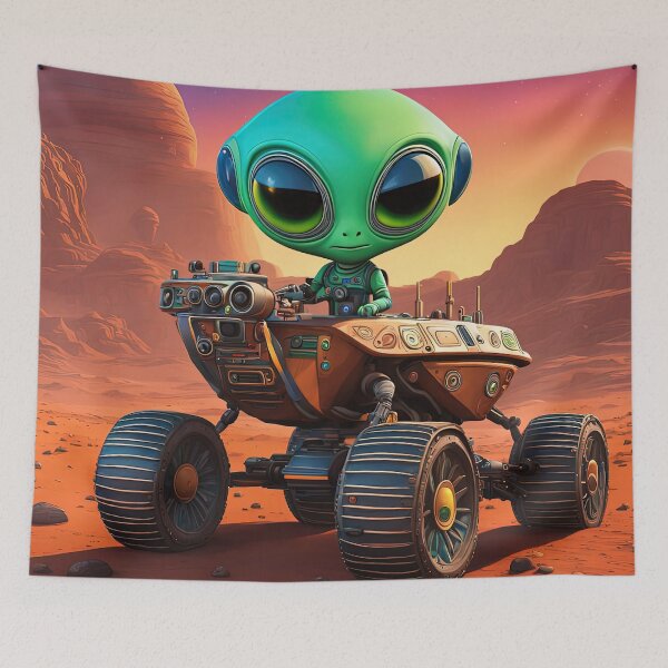 Item preview, Alien wearing a hoodie riding the Mars Rover designed and sold by Colin Bentham.