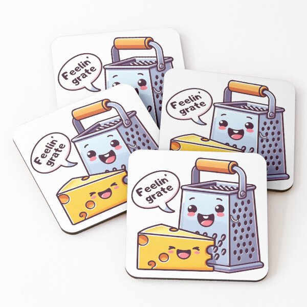 Item preview, Feelin’ Grate – Cute Kawaii Cheese and Grater Pun Design designed and sold by SketchOnScreen.