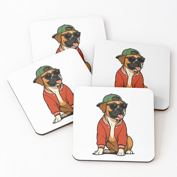 Item preview, Boxer Dog in Red Varsity Jacket Illustration designed and sold by Flying Doggo.