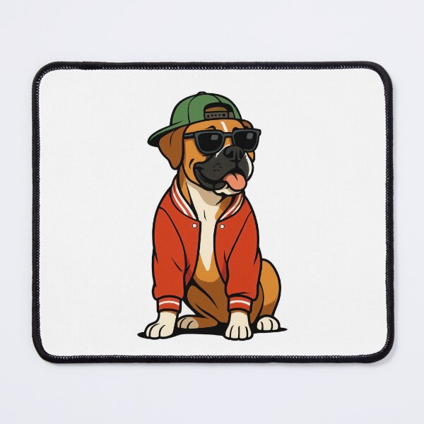 Item preview, Boxer Dog in Red Varsity Jacket Illustration designed and sold by Flying Doggo.