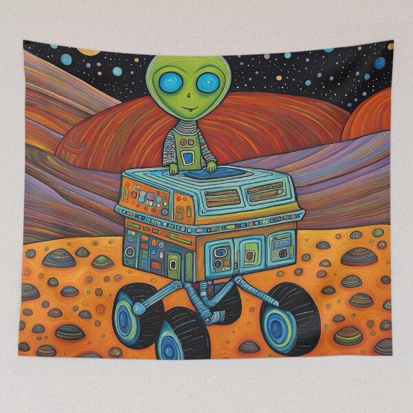 Item preview, Alien wearing a hoodie riding the Mars Rover designed and sold by Colin Bentham.