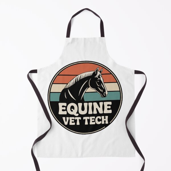 Artikelvorschau, Retro Equine Vet Tech Badge mit Pferdesilhouette entworfen und verkauft von VividOrganica.