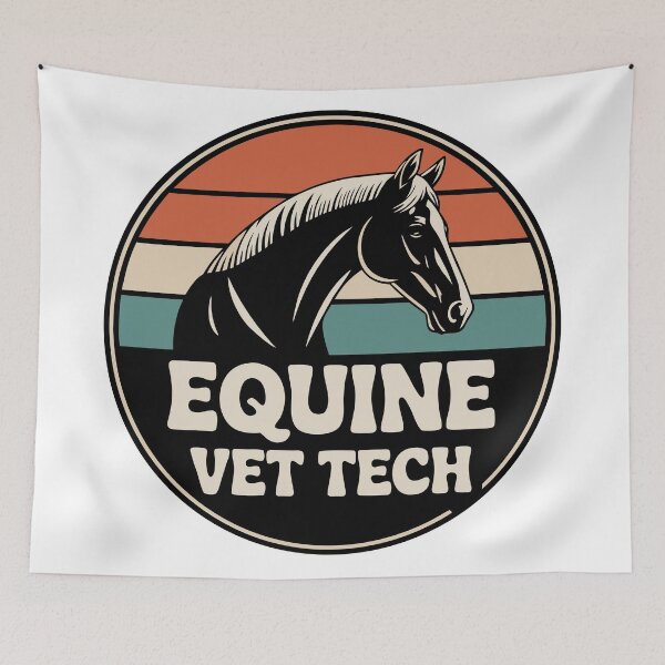 Item preview, Retro Equine Vet Tech Badge with Horse Silhouette designed and sold by VividOrganica.