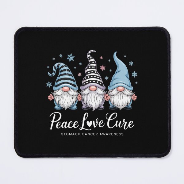 Item preview, Peace Love Cure Three Gnomes Periwinkle Stomach Cancer designed and sold by DoorwayThreads.