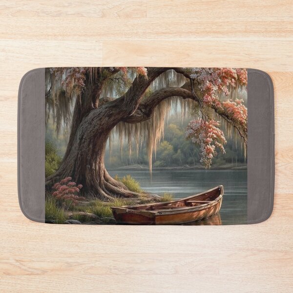 Item preview, On the banks of the river, trees, water, and boat designed and sold by Williams Anderson.