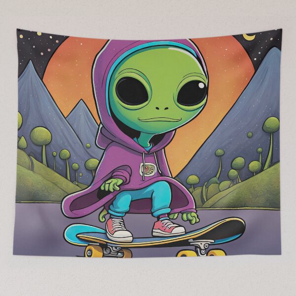 Item preview, Alien riding a skateboard designed and sold by Colin Bentham.