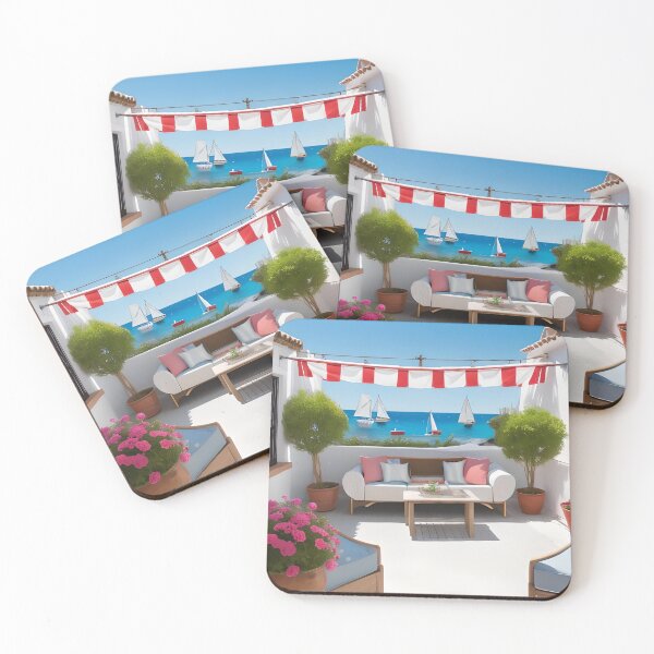 Item preview, Mediterranean patio lounge with a sea view background  designed and sold by Ponted.