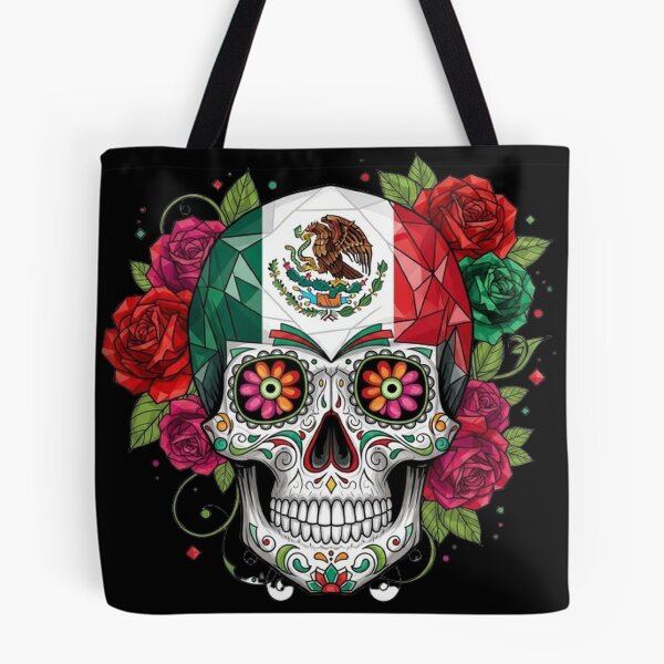 Item preview, Floral Sugar Skull Mexican Flag Design designed and sold by Amelia Design.