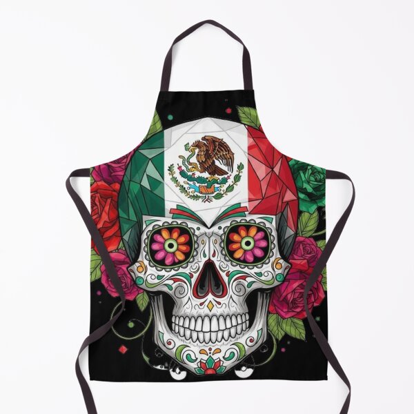 Item preview, Floral Sugar Skull Mexican Flag Design designed and sold by Amelia Design.