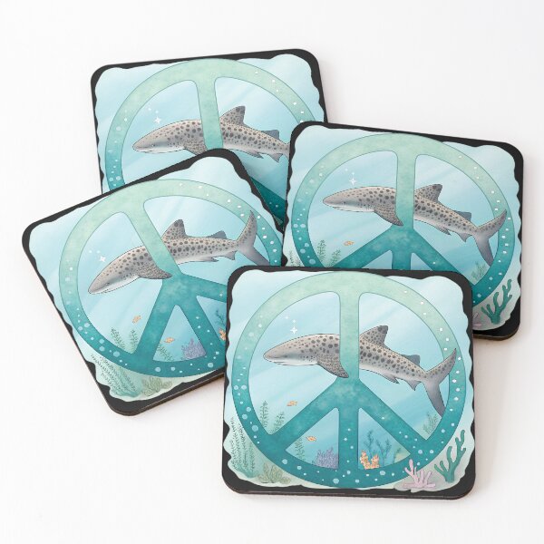 Item preview, Leopard Shark Peace Sign – Marine Conservation Ocean Art designed and sold by VividOrganica.