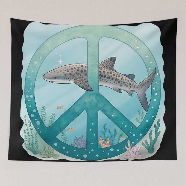 Item preview, Leopard Shark Peace Sign – Marine Conservation Ocean Art designed and sold by VividOrganica.