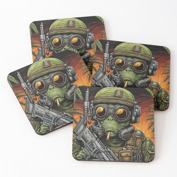 Item preview, Alien as a gruff U.S. Marine in combat gear with a cigar in his mouth and holding a machine gun designed and sold by Colin Bentham.