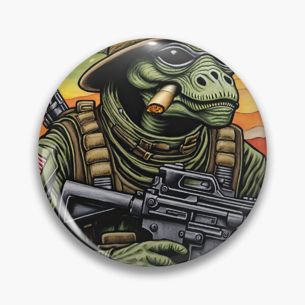 Item preview, Alien as a gruff U.S. Marine in combat gear with a cigar in his mouth and holding a machine gun designed and sold by Colin Bentham.
