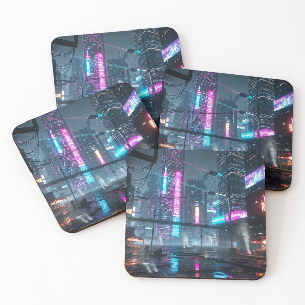 Item preview, Nighttime Cyber ​​Metropolis | Rainy Futuristic Cityscape designed and sold by karina360.