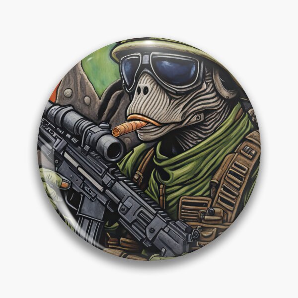 Item preview, Alien as a gruff U.S. Marine in combat gear with a cigar in his mouth and holding a machine gun designed and sold by Colin Bentham.