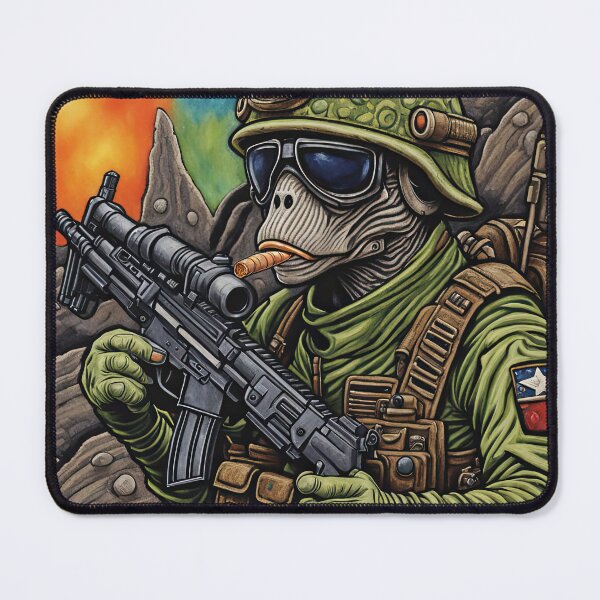 Item preview, Alien as a gruff U.S. Marine in combat gear with a cigar in his mouth and holding a machine gun designed and sold by Colin Bentham.