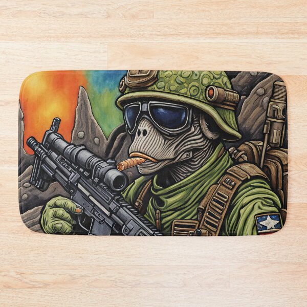Item preview, Alien as a gruff U.S. Marine in combat gear with a cigar in his mouth and holding a machine gun designed and sold by Colin Bentham.