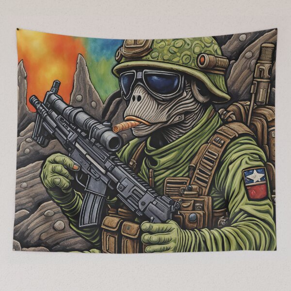 Item preview, Alien as a gruff U.S. Marine in combat gear with a cigar in his mouth and holding a machine gun designed and sold by Colin Bentham.
