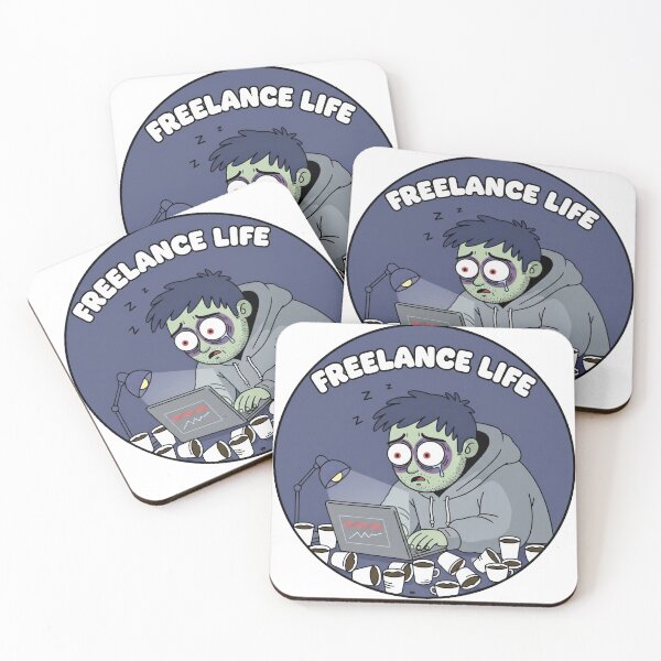 Item preview, Funny Tired Freelancer Zombie Working Late Cartoon Sticker designed and sold by Pani-Malyuvalka.