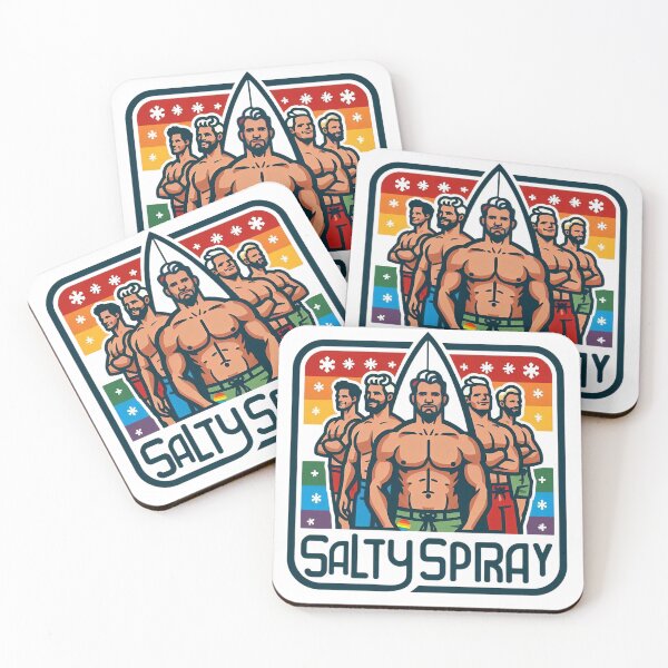 Item preview, LGBT Gay surf Christmas Pride tee rainbow t-shirt designed and sold by SaltySpraySurf.