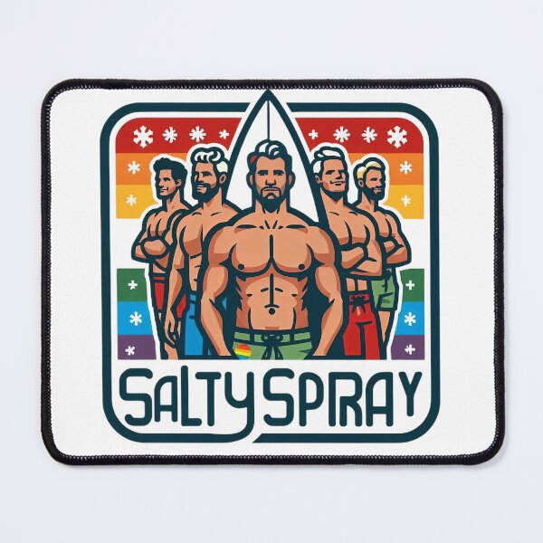 Item preview, LGBT Gay surf Christmas Pride tee rainbow t-shirt designed and sold by SaltySpraySurf.