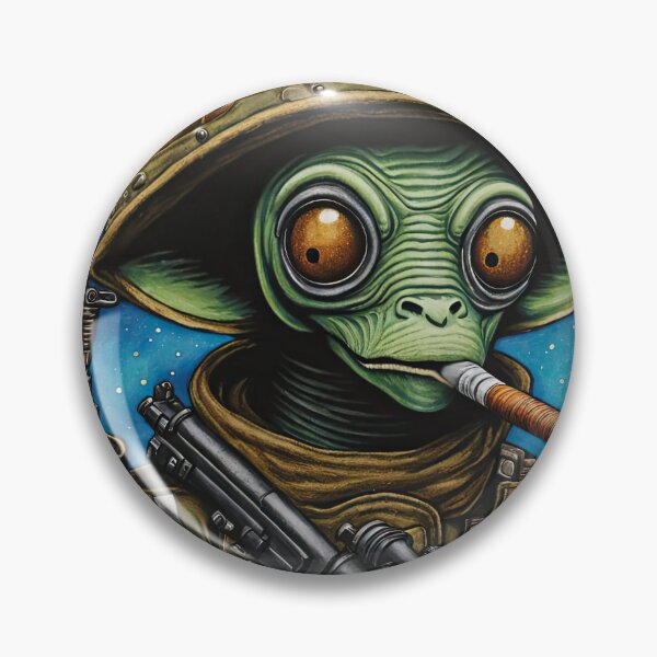 Item preview, Alien as a gruff U.S. Marine in combat gear with a cigar in his mouth and holding a machine gun designed and sold by Colin Bentham.