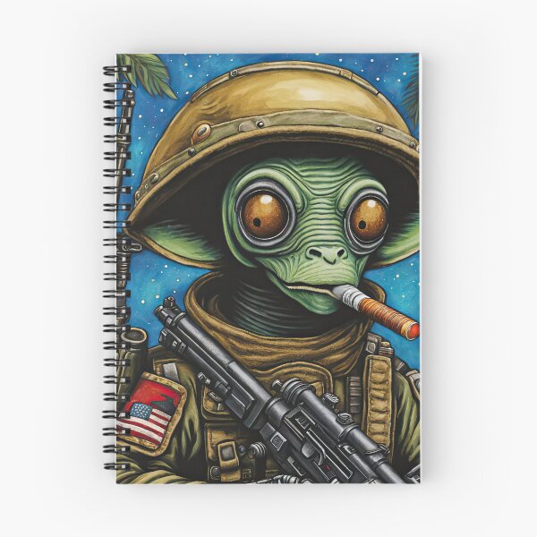 Item preview, Alien as a gruff U.S. Marine in combat gear with a cigar in his mouth and holding a machine gun designed and sold by Colin Bentham.