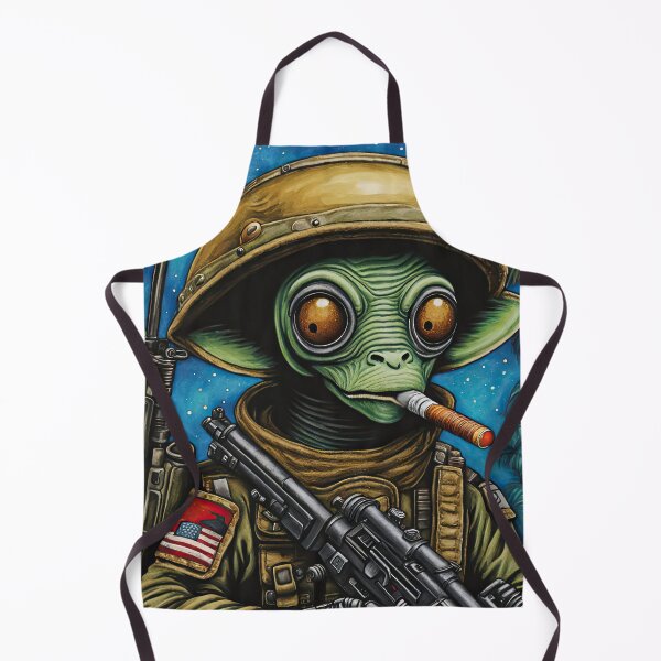 Item preview, Alien as a gruff U.S. Marine in combat gear with a cigar in his mouth and holding a machine gun designed and sold by Colin Bentham.