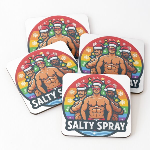 Item preview, LGBT Gay surf Christmas Pride tee rainbow t-shirt designed and sold by SaltySpraySurf.