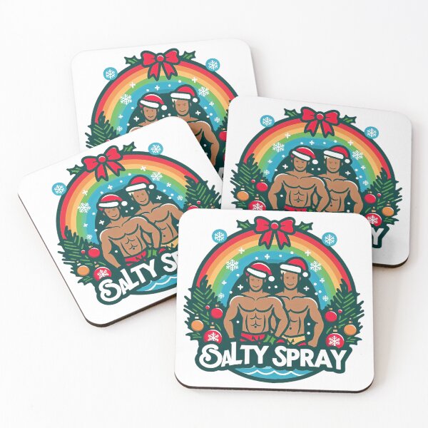 Item preview, LGBT Gay surf Christmas Pride tee rainbow t-shirt designed and sold by SaltySpraySurf.