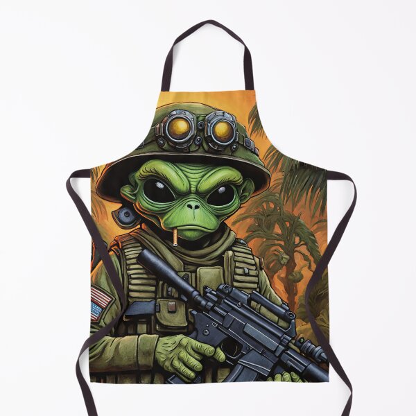 Item preview, Alien as a gruff U.S. Marine in combat gear with a cigar in his mouth and holding a machine gun designed and sold by Colin Bentham.