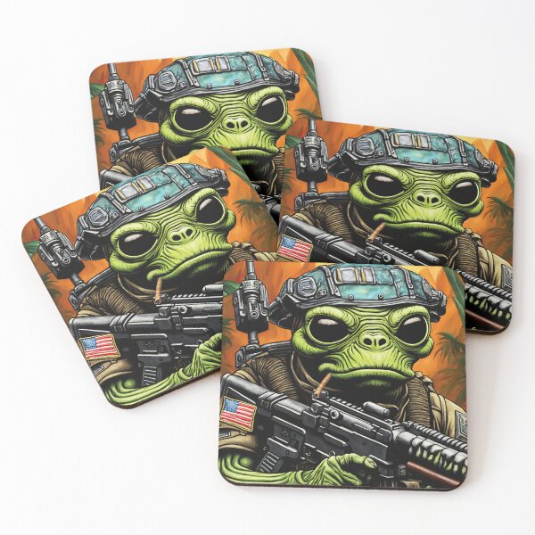 Item preview, Alien as a gruff U.S. Marine in combat gear with a cigar in his mouth and holding a machine gun designed and sold by Colin Bentham.