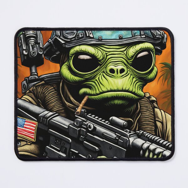 Item preview, Alien as a gruff U.S. Marine in combat gear with a cigar in his mouth and holding a machine gun designed and sold by Colin Bentham.