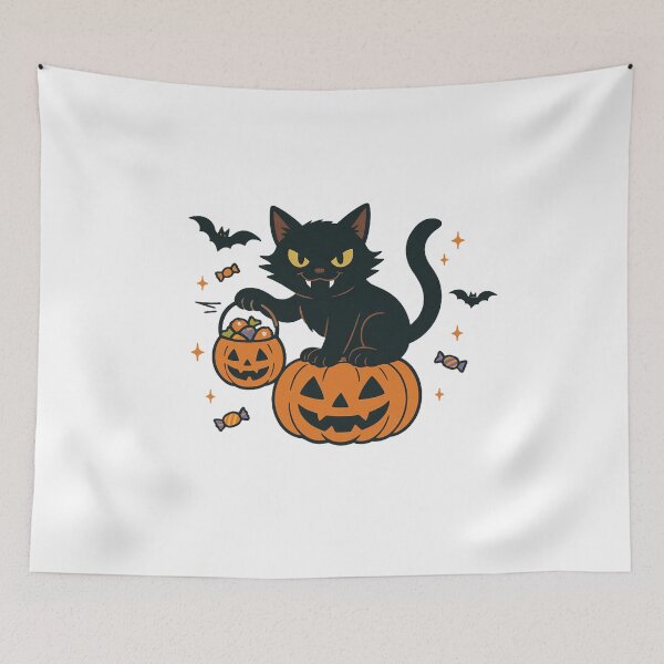 Item preview, Mischievous Black Cat on Pumpkin T-Shirt - Cute Halloween Cartoon Design designed and sold by PrintCreations9.