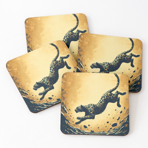 Item preview, Charcoal Gold Leopard Diving, Ai Generated Art  designed and sold by ACC .