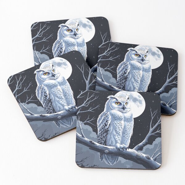 Item preview,  A Snowy Owl Perched Beneath Full Moon designed and sold by Prachodayat Artworks.