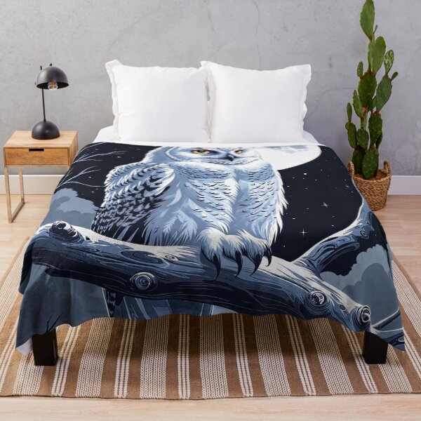 Item preview, A Snowy Owl Perched Beneath Full Moon designed and sold by Prachodayat Artworks.