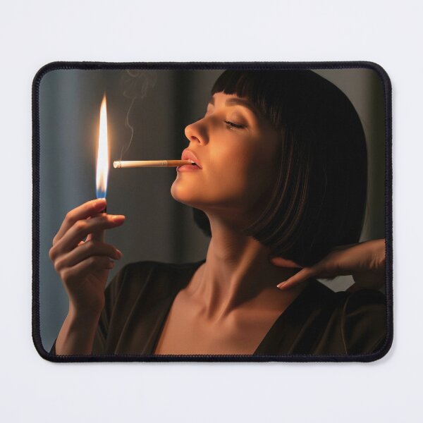 Item preview, Glamorous Woman Lighting Cigarette in Dramatic Evening Light. designed and sold by Spark2Seduction.