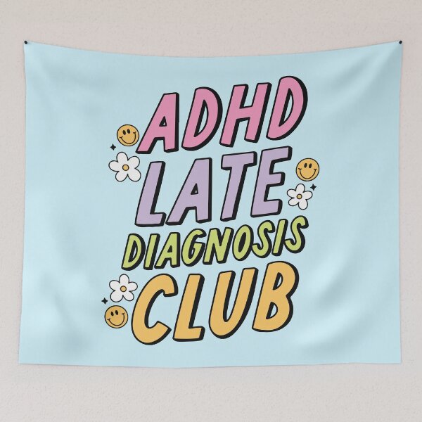 Item preview, ADHD Late Diagnosis Club Typography designed and sold by BrownHorse90s.