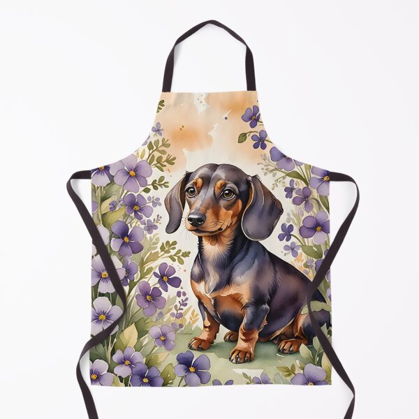 Item preview, Dachshund dog with violet flowers designed and sold by Ponted.