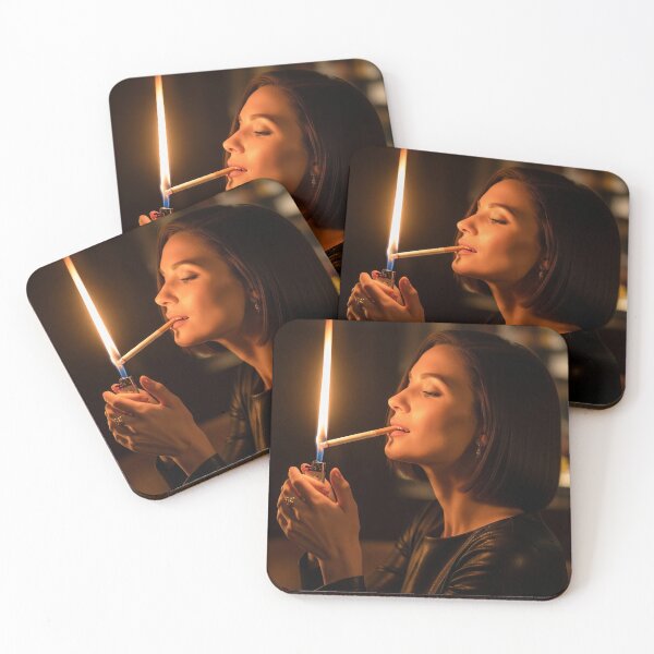 Item preview, Stylish Woman Lighting Cigarette in Warm Bar Ambience. designed and sold by Spark2Seduction.