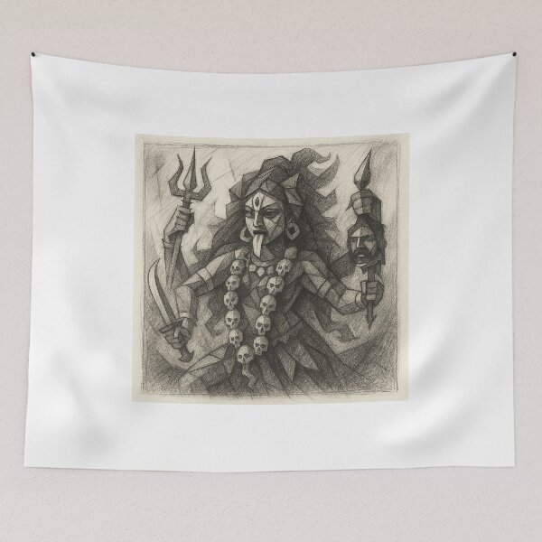 Item preview, Goddess Kali Cubist Sketch Art by Kartick Dutta  designed and sold by KARTICK DUTTA.