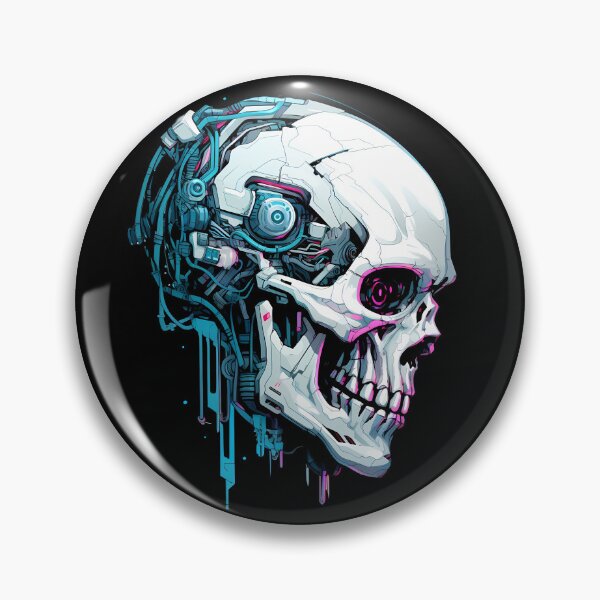 Item preview, Cyberpunk Skull in Neon Colors - Black Background designed and sold by SchorlCraft.