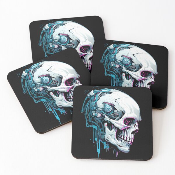 Item preview, Cyberpunk Skull in Neon Colors - Black Background designed and sold by SchorlCraft.